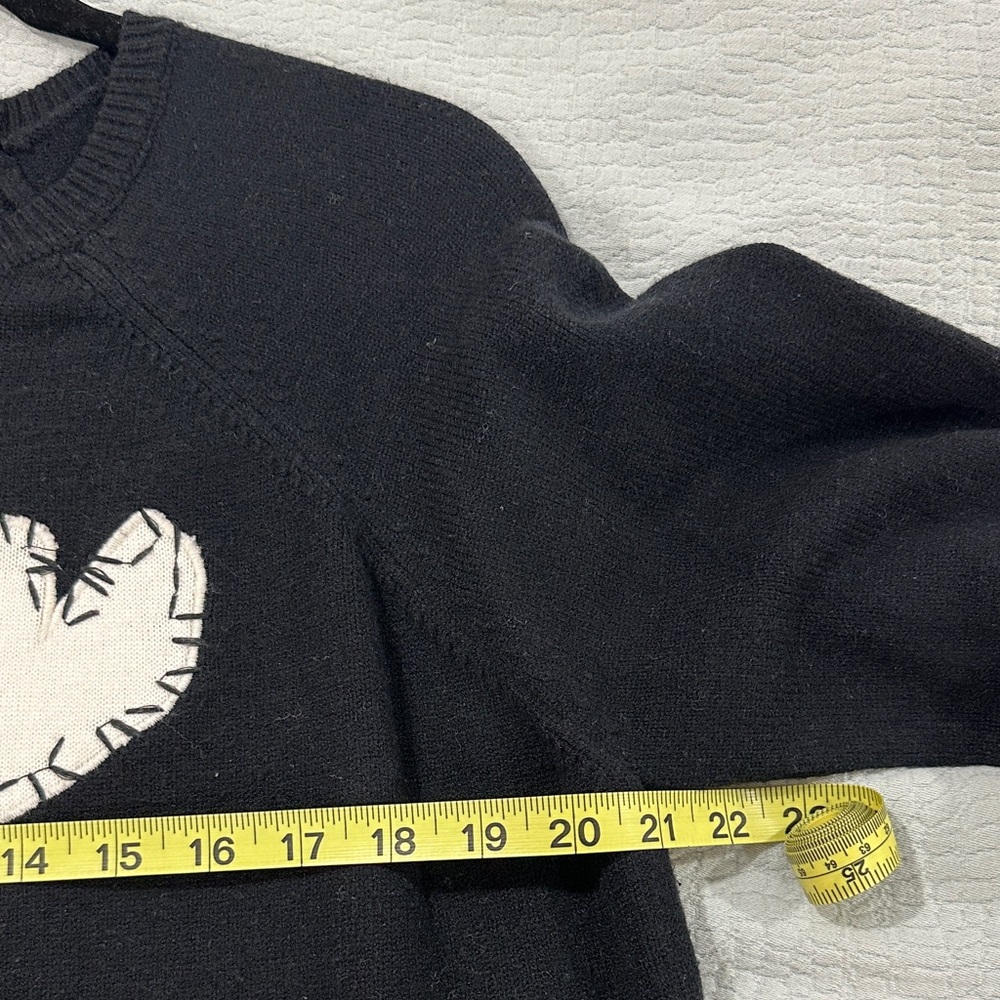 Aqua  x Kerri Rosenthal Black Crewneck Sweater with White Heart Patch - Picture 6 of 6